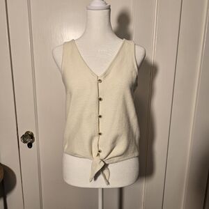 Madewell Cream Button-Down Tie-Front Top Size S